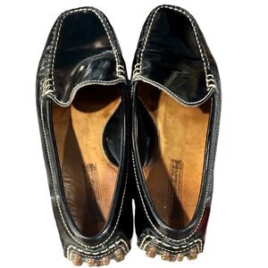 Lands' End Black Patent Leather Driving Loafers Slip On Shoes Size 8